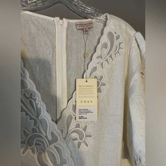 Secret Mission Linen Blend Lavinia Embroidered Scallop Hem Mini Dress Size Large - Picture 7 of 7